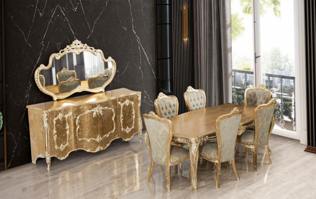 Anrichte Spiegel Luxus Gruppe Kommode Garnitur Kommoden Schrank Anrichten Gold