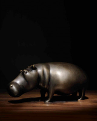 Messing Hippo Nilpferd Statue Heim Dekor Farbe Gold Figur neu Wohnzimmer