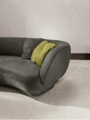Textil Sofa 3 Sitzer Polster Leder Modern Relax Sitz Luxus Möbel Ecksofa Rund