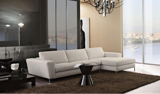 Textil Luxus Ecksofa L-form Polster Modern Weiß Sitz Möbel Wohnzimmer Eck Neu