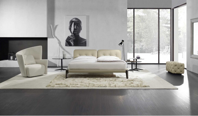 Moderne Doppelbett Schlafzimmer Beige Bett Möbel Holz Design Betten Prianera