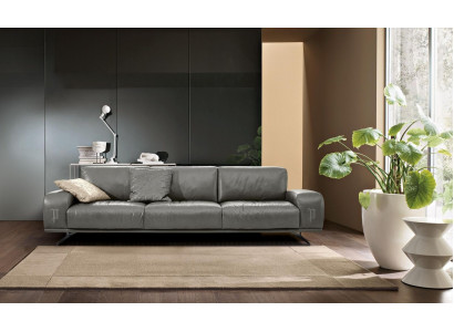 Sofa 3 Sitz Luxus Möbel Wohnzimmer Leder Couch Dreisitzer Grau Design Prianera