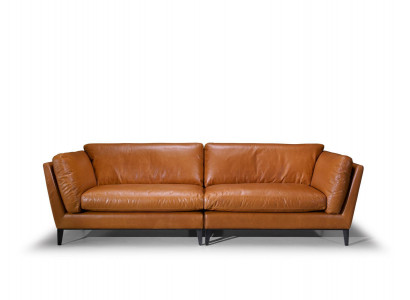 Sofa 3 Sitzer Braun Luxus Design Möbel Wohnzimmer Möbel Leder Prianera Stil Neu