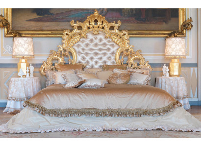 Chesterfield Bett Italienische Möbel Einrichtung Barock Rokoko Gold Leder Betten