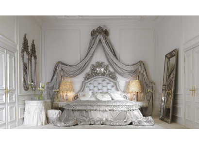 Chesterfield Bett Silber Luxus Schlafzimmer Betten Italienische Möbel Design Neu