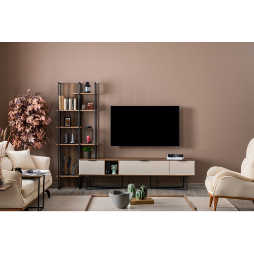 Wohnwand Wohnzimmer Möbel TV Ständer Bücherregal 240cm Holz Wohnwände