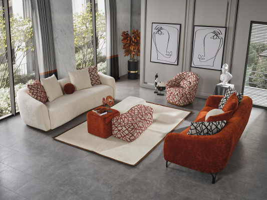 Sofa 4 Sitzer Couch Polster Design Textil Wohnzimmer Design Möbel