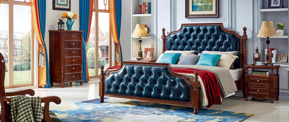 Schlafzimmer Set Design Bett 2x Nachttische klassisch Luxus 3 tlg.