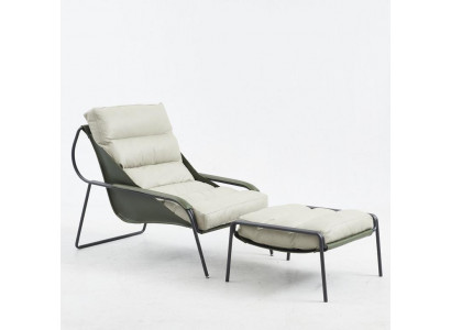 Sessel + Hocker Set Luxus Relax Einsitzer Möbel Stuhl Fußhocker 2tlg.