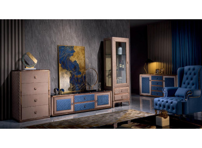 Wohnwand Wohnzimmer Set Vitrine Wandregal Kommode Dekorative Glas Vitrinen