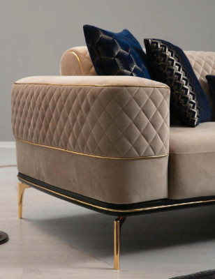 Garnitur Sofagarnitur Sofa Sofas 3+1 Sitzer Sessel Stoff Holz Modern Polyester