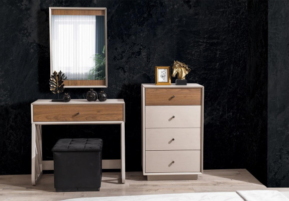 Luxuriöse Schlafzimmer Garnitur Schminktisch Kommode Spiegel 3tlg Set