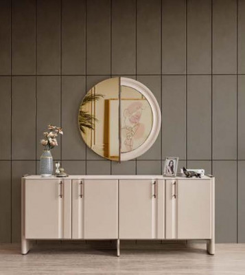 Esszimmer Luxuriöses Sideboard Stilvoller Glas Spiegel 2tlg Garnitur