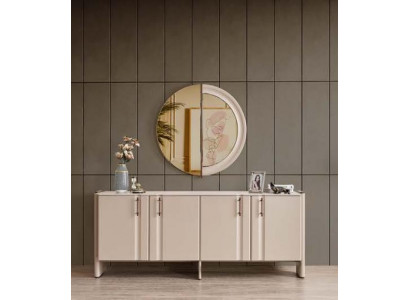 Esszimmer Luxuriöses Sideboard Stilvoller Glas Spiegel 2tlg Garnitur
