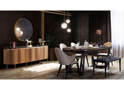 Luxuriös Esszimmer Set Besteht aus Esstisch 4x Stühle und Anrichte 7tlg