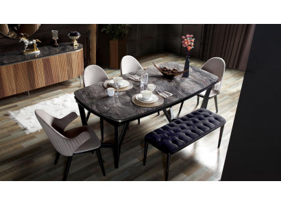 Stilvoll Esszimmer Set Besteht aus Esstisch 4x Stühle und Bank 6tlg.