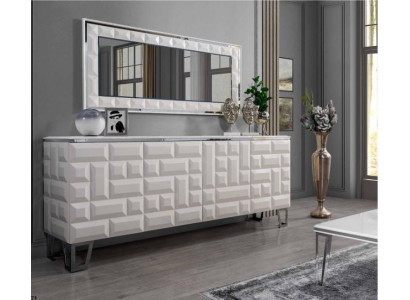 Weiße Luxus Kommode Designer Rechteckiger Spiegel Modernes Sideboard