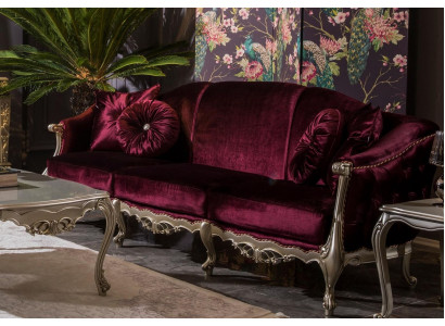 Dreisitzer Luxus Sofa 3 Sitzer Sofas Sitz Stoff Design Couch Stil Bordaux