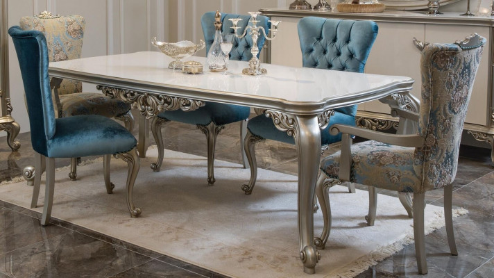 Komplett Set Esstisch 6 Stühle Esszimmer Ess Gruppe Holz Set 7tlg. Barock