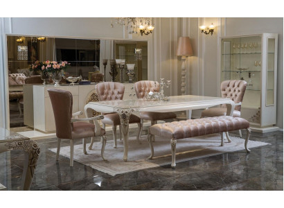 Esszimmer Garnitur Tisch Anrichte 4x Stuhl Set Vitrine Hocker 8tlg. Neu