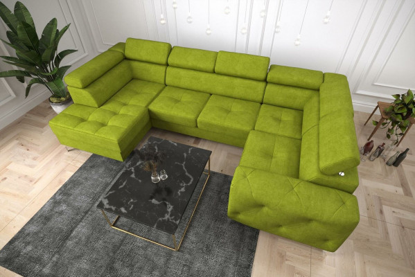 Wohnlandschaft Sofa Couch Polster Ecke Textil Kunstleder Edle Ecksofa U-Form