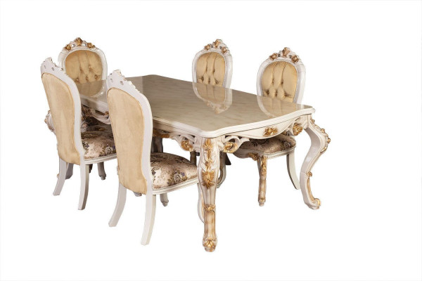 Klassisches Esszimmer Set Tisch mit 6 Stühlen Anrichte Komplett 8tlg.