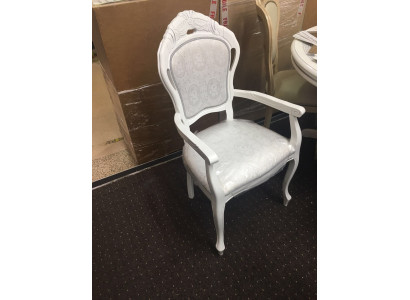 Stuhl Weiß Silber Design Wohnzimmer Esszimmer Holz Stühle Polster Made in Italy