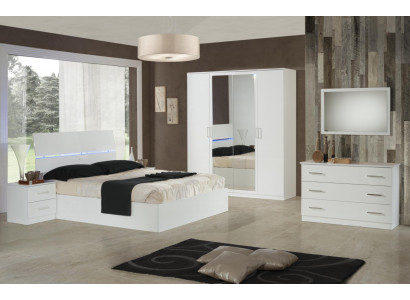 Design Schlafzimmer 6 tlg. Komplettes Set Bett Nachttisch Kommode Spiegel Holz