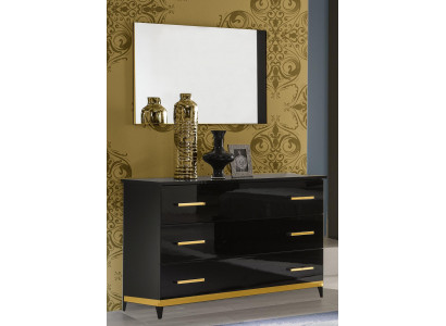 Hochglanz Kommode Kommoden Schrank Holz Spiegel Anrichte Konsole Konsolen 2tlg