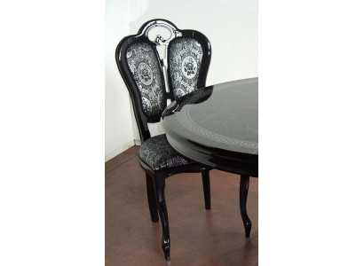 Stuhl Schwarz Silber Design Wohnzimmer Esszimmer Holz Stühle Polster Made Italy