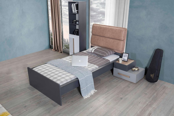 Bett Jugendzimmer Betten Schlafzimmer Möbel Einzelbett Einrichtung Grau