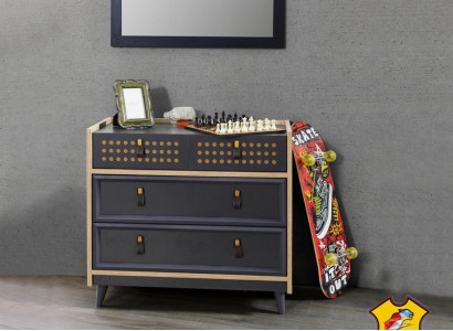 Jugendzimmer Kommode mit Spiegel Luxus Konsole Kommoden Möbel Blau