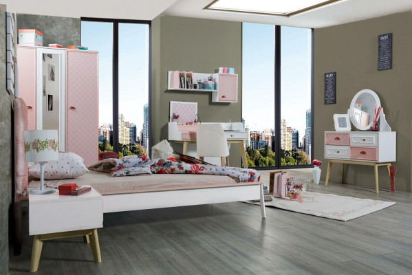 Kommode mit Spiegel Luxus Konsole Kommode Rosa Kinderzimmer Möbel Neu