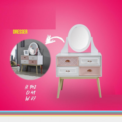 Kommode mit Spiegel Luxus Konsole Kommode Rosa Kinderzimmer Möbel Neu