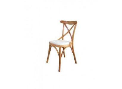 Ein Holzstuhl mit einem weichen Sitz und einem runden Rücken für Ihr Esszimmer