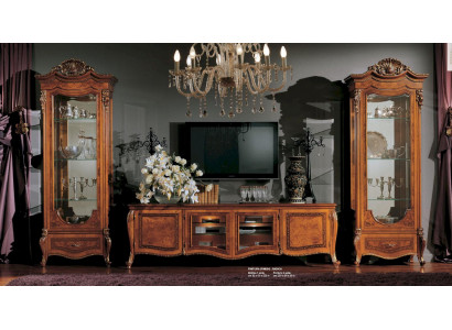 Garnitur Wohnzimmer RTV Lowboard Vitrinen TV Ständer Wohnwand Holz Set
