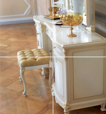 Schminktisch Spiegel Frisiertisch Konsolentisch Beige Luxus Holz Set