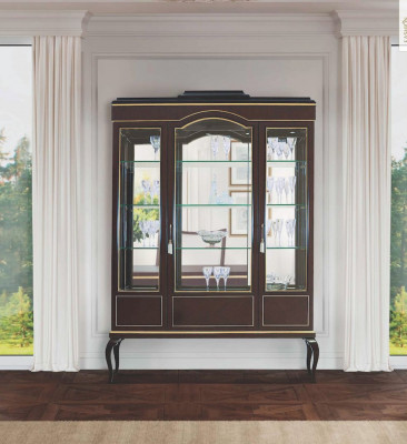 Vitrine Schränke Vitrinen Braun Luxus Schrank Holz Glas Wohnzimmer