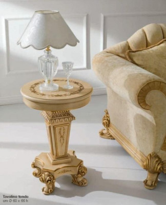 Beistelltisch Couchtisch Rund Tisch Wohnzimmer Möbel Beige 