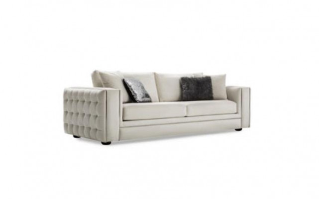 Klassische Chesterfield Dreisitzer Möbel Sofa Luxus Couchen beige 3 Sitz Sofas