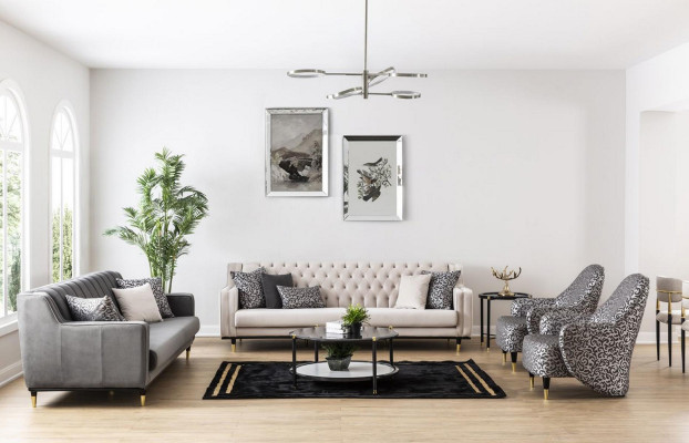 Luxus Garnitur Set 5tlg Sofagarnitur 3+3+1+1 Sitzer Couchtisch Sofa Sessel