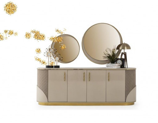 Esszimmer Set 10tlg. Garnitur Luxus Tisch 6x Stuhl Anrichte Spiegel Möbel Holz