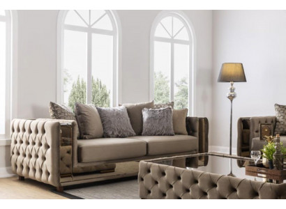 Chesterfield Sofa 4 Sitz Wohnzimmer Modern Design Blau Sofas Textil Couchen