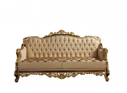 Chesterfield Couch Barock Dreisitzer Möbel Sofa Couchen Stoff Gold