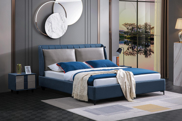 Designer Polster Doppelbett Betten. Bett Schlafzimmer Ehebett Textil Leder Neu