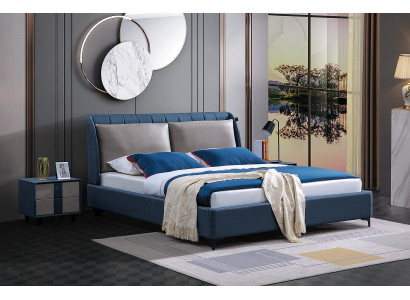 Designer Polster Doppelbett Betten. Bett Schlafzimmer Ehebett Textil Leder Neu