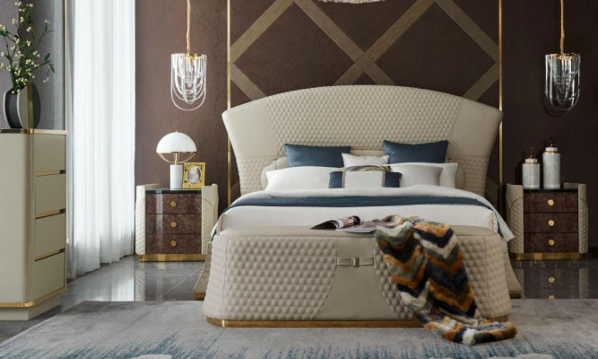 Design Leder Bett Luxus Polster Betten Doppel Schlafzimmer 180x200