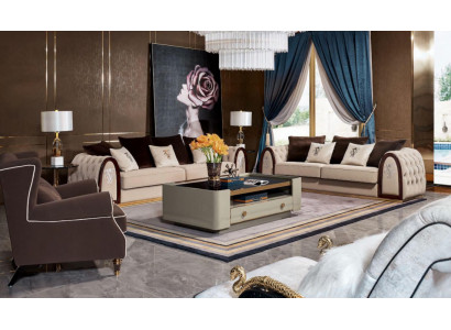 Design Luxus Sofa Sitz Polster Couch xxl Big 4+3 Sitzer Garnituren Chesterfield