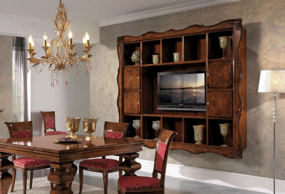 Design Esszimmer Set Garnitur Holz Möbel Kommode 4x Stuhl Tisch Komplett 7tlg.