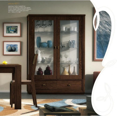 Vitrine Luxus Schaufenster Vitrinen Glas Schrank Modern Holz Grau Regal Anrichte